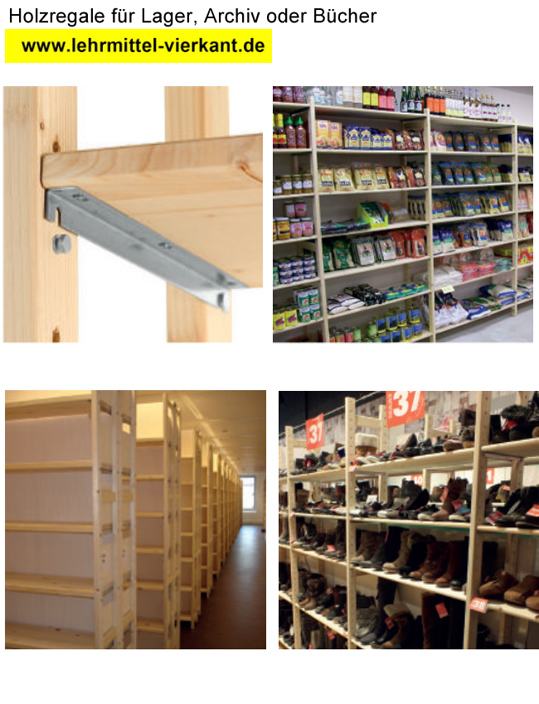 Holzstollen-Grundregal einseitig, Holzstollenregale